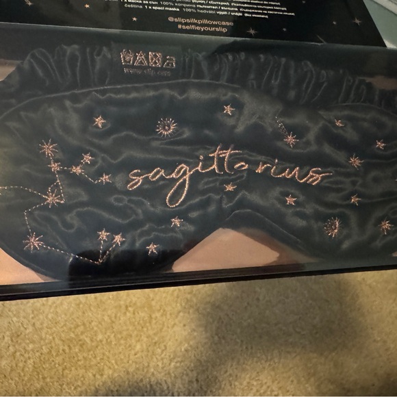 Slip Silk Sleep Mask - Black and Gold Sagittarius Design - Picture 2 of 2